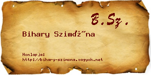 Bihary Szimóna névjegykártya
